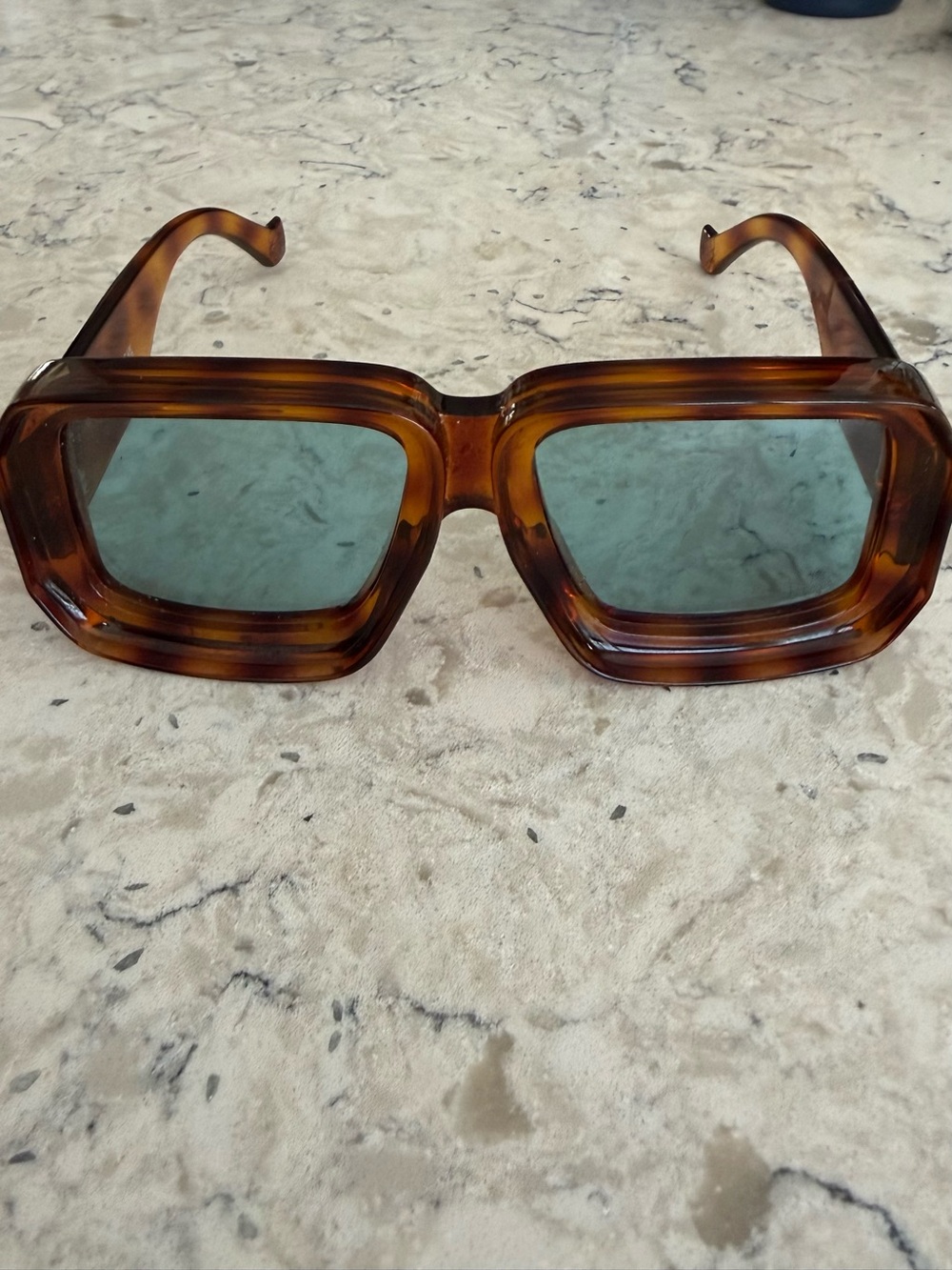 Loewe Retro Square Tortoiseshell Sunglasses with Green Lenses